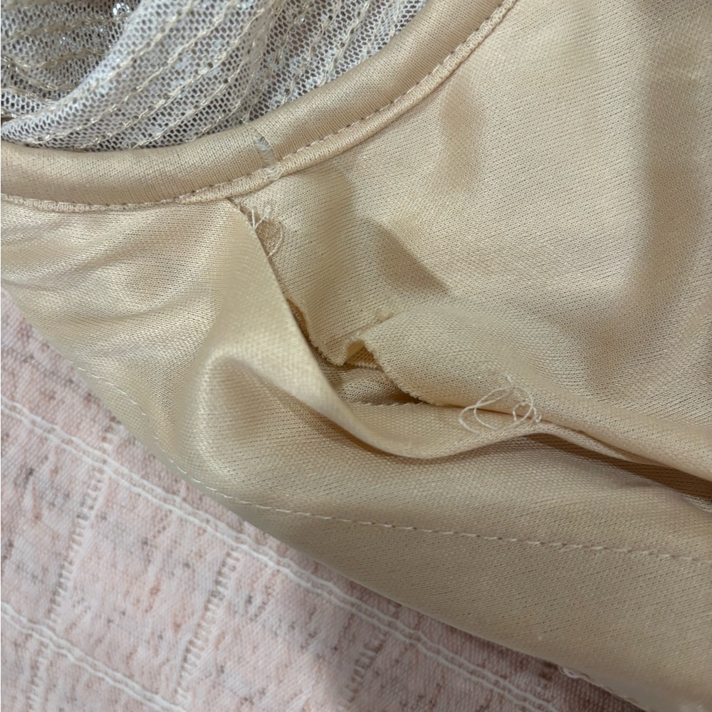 Sequined Long Sleeve V-Neck Evening Dress - Champagne - Picture 12 of 13
